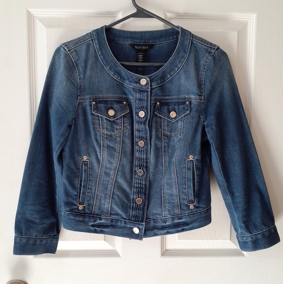 SOLD - WHBM jewel neck denim jacket - Picture 5 of 16